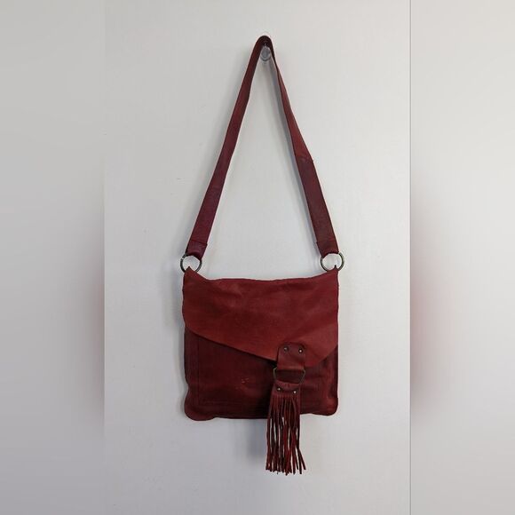 Lisa Leonard your heart in mine boho red leather crossbody bag {deep ruby} - Picture 1 of 9